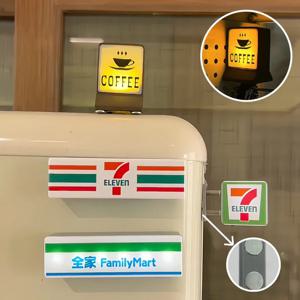 편의점 냉장고 자석 미니어처 모델 자석 장식 야간 조명 분위기 조명 발광 간판