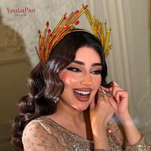 YouLaPan 신부 라인 석 머리 후프 웨딩 Hairbands 파티 크라운 신부 티아라 빈티지 헤어 액세서리 연회 머리띠 HP849