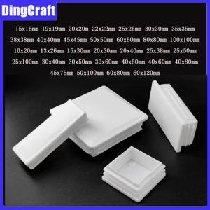 플라스틱 흰색 파이프 플러그 사각형/직사각형 가구 피트 끝 블랭킹 삽입 패드 의자 다리 튜브 팁 캡 플러그 바닥 보호기