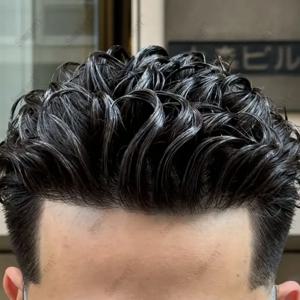 100% 인모 남성 부분 가발, 자연스러운 헤어라인, 내구성 있는 풀 PU 0.1mm 베이스, 블랙 그레이, 눈에 띄지 않는 남성 가발, 모발 보철물