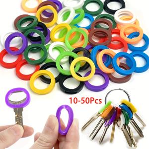 10-50Pcs 키 캡 커버 내구성 실리콘 키 식별자 슬리브 중공 키 라벨 표준 플랫 하우스 키용 코딩 된 태그 마커