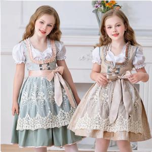 뮌헨 농장 소녀 드레스 할로윈 어린이 의상 여성 메이드 복장 맥주 축제 테마 폴리에스터 섬유 드레스