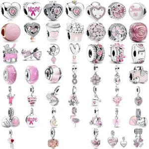 2025년 핫셀링 925 실버 핑크 버드 문 펜던트 유럽 팔찌 DIY 액세서리 여성용 참 장신구 선물