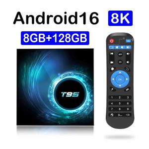 ATV T95 스마트 TV 박스 안드로이드 16 8GB 128GB 블루투스 6.0 구글 어시스턴트 Allwinner H313 8K 듀얼 와이파이 5G 스트리밍 미디어 플레이어