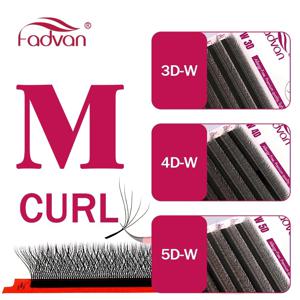 FADVAN M/L/L+/C/D 컬 3D/4D/5D W 모양 속눈썹 연장 방수 컬링 자연 볼륨 속눈썹 소프트 블랙 인조 속눈썹