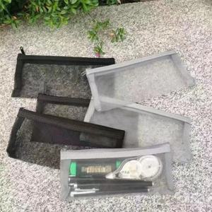 소녀 메쉬 화장품 가방 그물 편지지 연필 가방 케이스 홀더 지퍼 휴대용 립스틱 키 동전 충전 케이블 주최자 케이스