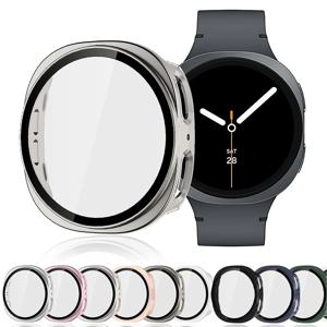 삼성 갤럭시 시계 8 용 강화 유리 + PC 커버 갤럭시 시계 8 액세서리 용 44mm 40mm 모든 범위 보호 범퍼 케이스