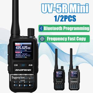 1/2PCS Baofeng UV-5R 미니 워키 토키 블루투스 프로그래밍 Type-C 듀얼 PTT 경량 999 채널 손전등 주파수 복사