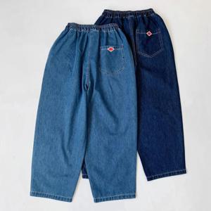 여름 새로운 스타일 일본식 느슨한 탄성 허리 캐주얼 청바지 백 포켓 순수한 색상 여성용 다목적 클래식 롱 바지