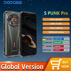 【브랜드+】글로벌 버전 DOOGEE S Punk Pro 러기드 폰 LED 라이트 효과 8GB RAM 512GB ROM 6.6인치 FHD+ 90Hz 10800mAh 배터리 NFC