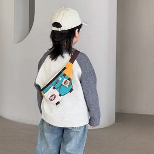 어린이 캐주얼 캔버스 크로스백 남아용 체스트백 여아용 지갑 잔돈 가방 심플 레저 벨트백