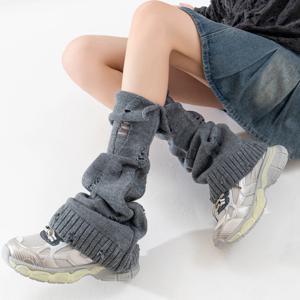 가을 겨울 신상품 밀레니엄 핫걸 양말 Y2K 레트로 개성 컬리지 스타일 플랜징 와이드 레그 레그 커버