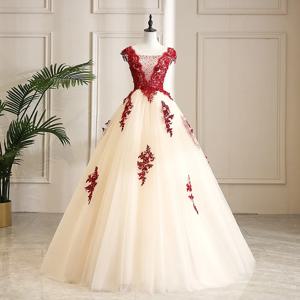 2026년 신상 여성 자수 라운드넥 이브닝 드레스 패셔너블하고 슬림하며 우아한 무대 공연용 컬러 원사 롱 드레스