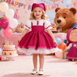 메이드 베어 파티 아기 소녀 드레스 유아 로리타 첫 번째 생일 공주 무도회 드레스 아기 곰 결혼식 들러리 어린이 의류