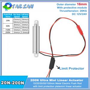 16mm 소형 튜브 리니어 액추에이터 12V/24V 수축형 펜 타입 10/20/30/50mm 전기 푸시 로드 하중 20kg RC 트럭 자동차 보트 장난감용