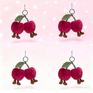 새로운 젤리 펀 태그 체리 키 체인 귀여운 키 체인 가방 펜던트 액세서리 인형 펜던트 소녀 및 여성용 휴일 선물