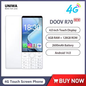 DOOV R70 4G 스마트 터치 스크린 키패드 휴대폰 (카메라 없음) 6GB+128GB 2600mAh 4.0인치 스마트폰 안드로이드 히브리어 키보드