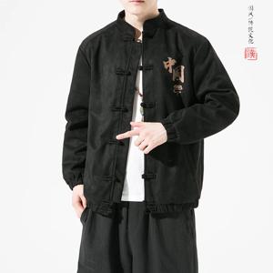 중국 스타일 봄 가을 남성용 재킷 패션 디스크 버클 탕복 한복 재킷 남성 전통 의류