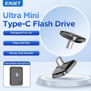 EAGET 8GB/16GB/32GB/64GB 미니 차량용 타입-C USB 2.0 플래시 드라이브 플러그 앤 플레이 대시캠 모바일 맥 PC 차량용