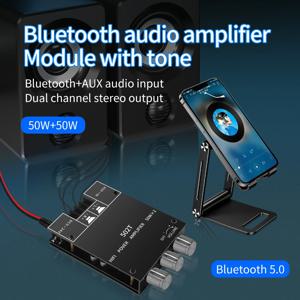 ZK-502T 50W * 2 고저주파 조절 가능한 오디오 앰프 보드 모듈 서브우퍼 블루투스 듀얼 채널 스테레오