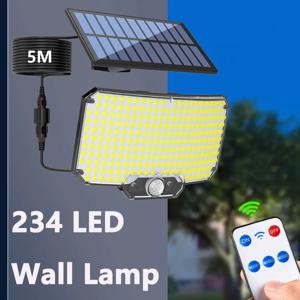 태양광 조명 야외 슈퍼 밝은 모션 센서 태양광 강력한 전력 234LED 정원 벽 램프 IP65 방수 3가지 작동 모드