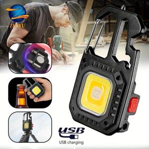 배터리 디스플레이가 있는 COB 키체인 작업등 8가지 모드 충전식 높은 루멘 캠핑 하이킹 달리기를 위한 휴대용 LED 조명
