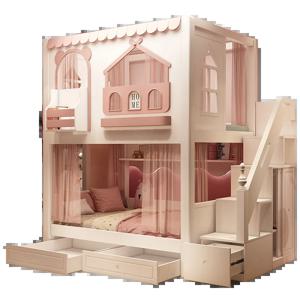 어린이용 트리하우스 침대, 남아 여아 이층침대, 상하단 높은 안전가드, 남아 여아 트리하우스, 높고 낮은 엄마 침대