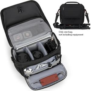 카메라 가방, 삼각대 홀더가 있는 DSLR/SLR/미러리스 카메라 케이스, 카메라 슬링백, 사진작가용 크로스바디 카메라 가방, 블랙