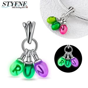 Glow-in-the-dark Run Dangle Charm Fit 오리지널 스털링 925 실버 팔찌 페르시 Diyfor 여성용 하이 엔드 쥬얼리 심플 선물