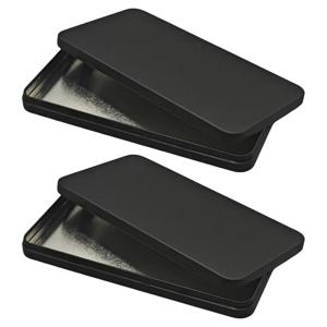 2개입 직사각형 현금 보관함(뚜껑 포함) 검정색 틴 캐시 오거나이저(지폐, 동전, 수표, 영수증, 보석, 우표, 현금 보관용)