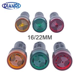LED 액티브 부저 경고음 표시기, 플래시 신호등, 녹색 빨간색, 패널 직경, 12V, 24V, 110V, 220V, 16mm, 22mm, 1 개 AD16-22SM