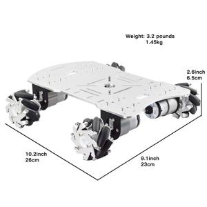 메카넘 휠 ROS 로봇 자동차 섀시 키트, 아두이노 라즈베리 파이 DIY STEM 장난감 부품, 속도 인코더 모터 4 개 포함, 15kg 하중