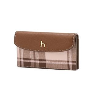 헤지스 액세서리 여성 [[24FW]] WIHO4F702D2 [스테디셀러] 버건디 체크 소가죽 카드지갑