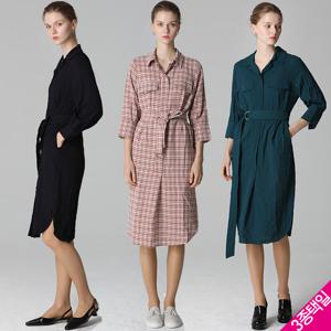 [최초가 38000원] 썸머 시어서커 벨티드 셔츠형 원피스