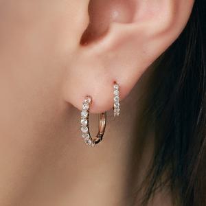 14K 트위드 원터치 큐빅 링 귀걸이 [5종택1]