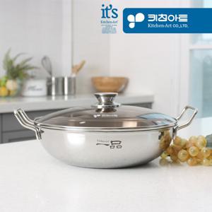 키친아트 일품 통삼중 인덕션 IH 스텐 냄비 궁중 전골 28cm