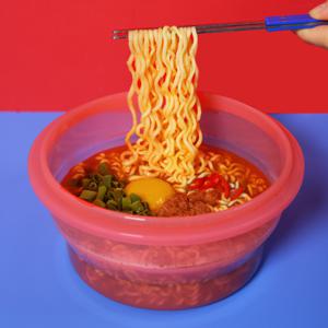 원형용기 푸쉬락(지켜락) 1200ml (12color) 접이식 실리콘 용기 전자레인지 라면