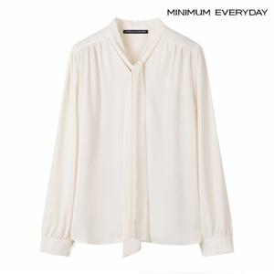 정상가:69,000원 ㅣ [미니멈 에브리데이]타이넥 셔링 긴팔 블라우스 (EB3BA022D)