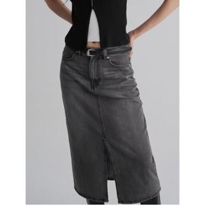 워싱 데님 롱 스커트 - 애쉬 (355827LPB4)