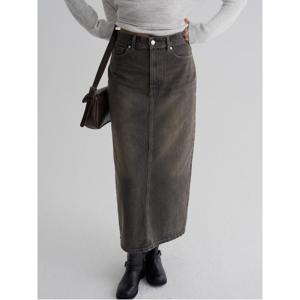 틴워싱 데님 롱 스커트  라이트 그레이 (355927LPE2)