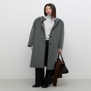 [쉬즈미스] 블랙라벨 울 블렌드 후드 롱 코트 SWHCTP44030