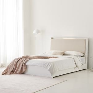 프리미엄 벨로나 LED 조명 패브릭 퀸 수납 침대 프레임 Q DF923188