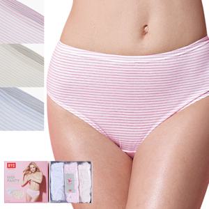여성면팬티 면스판 미디 줄무늬 베이직 순면 삼각팬티 3매입