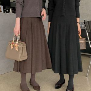 [브리치]  / 헤즈 울 플리츠 스커트 (3color)