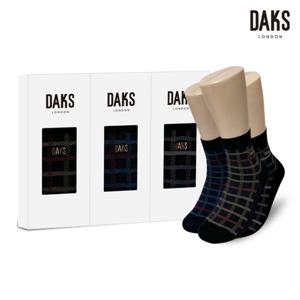 양말 신사 3족 선물세트 면후다중목 투톤사각체크 25315