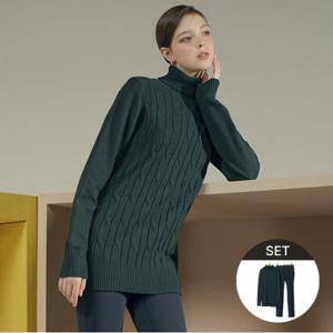 [최초가176,000원][2종세트]윈터 터틀넥니트+기모팬츠_그린