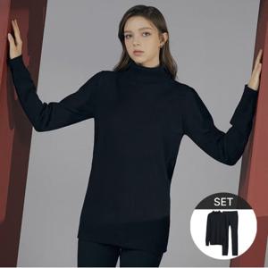 [최초가176,000원][2종세트]윈터 터틀넥니트+기모팬츠_블랙