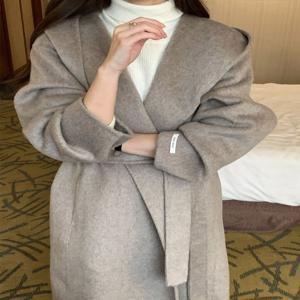 (울100%)후디 롱 핸드메이드 코트_YMSH25FW256