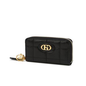 [백화점BEST]HIHO6E755BK_여성 퀼팅 블랙 가죽 지퍼 카드지갑 동전수납