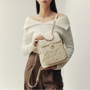 [최초가258,000원]퀼팅 레더 백팩 - 크림